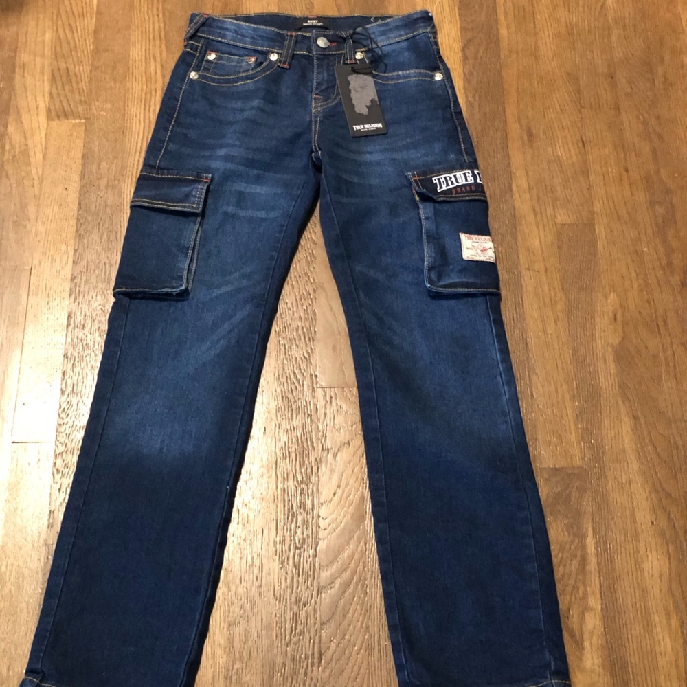 True Religion Boys Ricky Straight Cargo Jeans  NWT Size 12